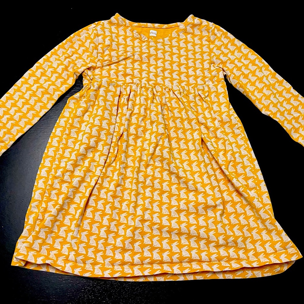 Tea Collection yellow bunny dress size 3